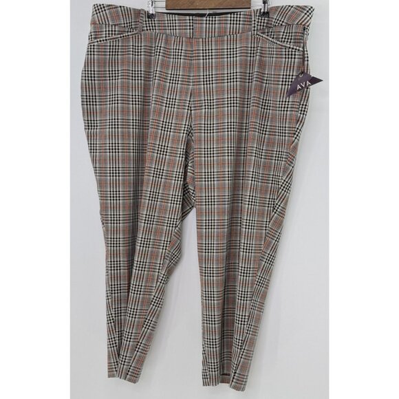 Ava & Viv Pants Plus Size 26 Plaid Slim Fit Career Work‎ Stretch - Picture 1 of 8